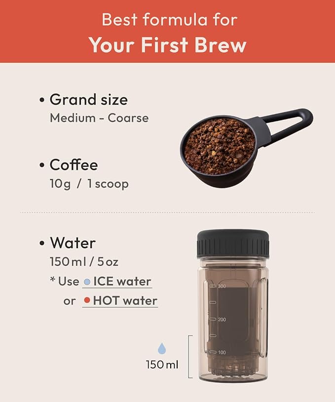 ATHIA Portable Siphon Coffee Maker for Travel & Camping - 4-in-1 Cordless Brewer for Cold & Hot Brew, Siphon-Inspired System, 13.5oz/400ml Tritan Bottle, Reusable Filter, 6.35oz/180g Lightweight