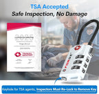Forge TSA Approved Cable Luggage Locks, Re-settable Combination with Alloy Body(White 2 Locks)
