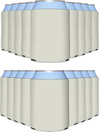 PartyPrints 100 Pack Grey Sandstone Blank Can Cooler Sleeves, Customizable Bulk Sublimation Insulated Foam for Beer, Collapsible Plain Drink Holder, Cold Soda Insulator, 12oz Regular, 16oz Tall Cans