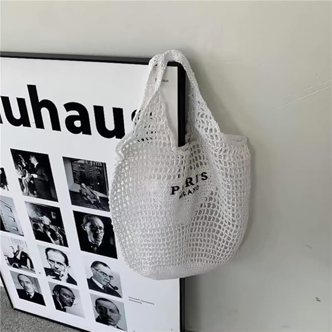 POOOPSSD New Woven Bag, Straw Mesh Tote Bag, Beach, Shoulder Bag, Hobo Women, Foldable Large Capacity, for Holiday.