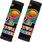 2 Pack Luggage Handle Wrap with Travel Tags - Non-Slip Protective Cover Soft Handle Grips Covers for Suitcase(Colorful Puzzle Autism Elephant)