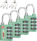 Forge Dual-Opening: Key or Combination Lock, TSA Approved Lock for Luggage, Pelican case, Travel, Gym, School, Luggage Combination Lock, Travel Bag Lock (Green 4 Pk)