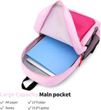 Backpack Set for Girls Boy Kids Backpack with Lunch Box for Elementary Primary Kindergarten School Bag (Purple Pink Set, Large)