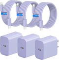 iPhone Fast Charger 3+3Pack 20W USB C Wall Charger with 10FT Fast Charging Cable Compatible with iPhone 14/13/12/11/Pro/Pro Max-Purple