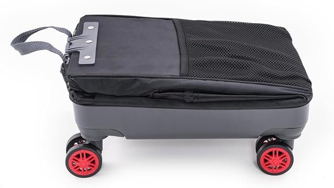 Handy Sandy All-Purpose Roller Bag – Foldable Top-Opening Tote on Wheels with Zipper Closure, 8 Spinner Wheels, Lightweight & Durable – Travel, Groceries, Laundry, Work, Everyday Hauling - Patent- Red