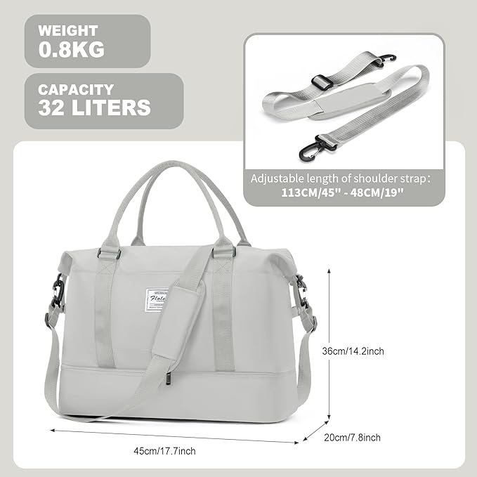 Travel Duffel Bag, Sports Tote Gym Bag, Shoulder Weekender Overnight Bag for Women