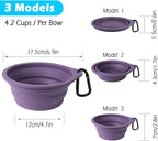 PetBonus 2-Pack Large Silicone Collapsible Dog Bowls, 34oz/1000ml BPA Free Portable Foldable Travel Bowl for Pet Cat, Food Water Feeding Dish for Camping with 2 Carabiners (Black, Dark Purple)