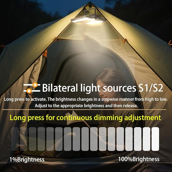 Collapsible Portable Ultra Bright LED Camping Lantern 1500 Lumens USB-C Rechargeable Tent Light 5 Modes 3 Light Sources for Power Outages Camping Hiking Emergency Work Lights