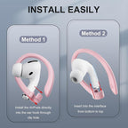 2 Pairs AirPods Ear Hooks for AirPods Pro 2, AirPods Pro, AirPods 4, 3, 2 & 1, Upgraded Anti Slip Sports Clip Hooks for AirPods 1, 2, 3, 4,Pro and Pro 2 – Pink