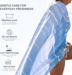 Cotton Turkish Beach Towel with Towels Oversized 36"x72" Pool Absorbent Extra Large Quick Dry Sand Travel Towel (Azure Bliss, 2 Pack)