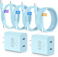 QZIIW Super Fast Samsung Charger Type C,45W Dual Port USB C Fast Charger Block [2-Pack] & Extra Long 60W 3/6/6/10FT USB C Cable - PD Quick Charging 3.0 for Samsung Galaxy S25 Ultra/S24+/S23 iPhone 16