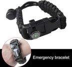 ZHIYE Survival Paracord Bracelet Flint Fire Starter Scraper Compass Wilderness Survival Whistle Adjustable Wristband 2Pack Black&Armygreen