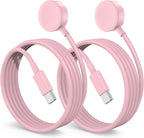 2Pack for Apple Watch Charger Cable, 3FT USB C to Magnetic Wireless Fast i-Watch Charging Cord [Portable], Compatible with iWatch Series Ultra/9/8/7/6/SE/SE2/5/4/3/2 - Pink