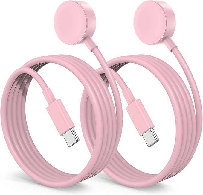 2Pack for Apple Watch Charger Cable, 3FT USB C to Magnetic Wireless Fast i-Watch Charging Cord [Portable], Compatible with iWatch Series Ultra/9/8/7/6/SE/SE2/5/4/3/2 - Pink