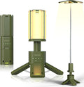 Telescopic Camping Lights Rechargeable 14000 mAh Led Multifunction Magnetic Lanterns Job Site Lighting Cordless Dimmable Camping Tent Lamp Portable Power Supply 6000LM IPX5 Waterproof (Green)