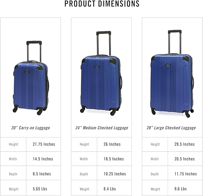 Kenneth Cole REACTION Out of Bounds Lightweight Hardshell 4-Wheel Spinner Luggage, Cobalt Blue, 20-Inch Carry On