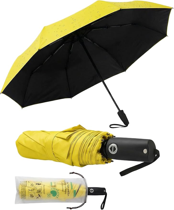 BAODINI Compact Travel Umbrella Small Windproof Auto Open Close for UV Sun Protection UPF 50+ and Rain Fits Backpack Purse & Suitcase