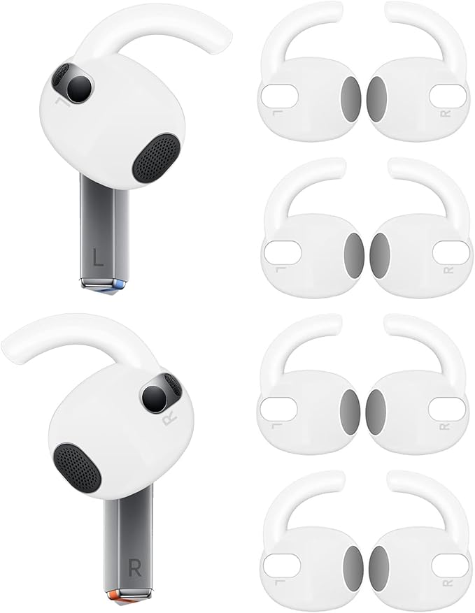 4 Pairs Galaxy Buds3 Ear Hook Cover Grip Tip Anti Slip Wing Accessories Compatible with Samsung Galaxy Buds 3,White 804w4