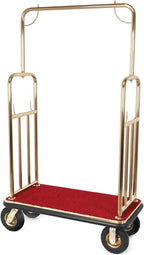 Generic Hotel Luggage Cart Wagon 39Lx19Wx68H Inch Lobby Trolley Luggage Carts Up to 881LBS 8-inch Silent Rubber Casters Carpet Deck Bumper Rails for Commercial Use Condos Resorts