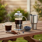BNYD Single Serve French Press Coffee Maker – 12 oz Mini Stainless Steel & Glass Brewer for 1 Cup, Portable & Affordable Manual Coffee Press with Fine Mesh Filter for Home, Travel, or Camping
