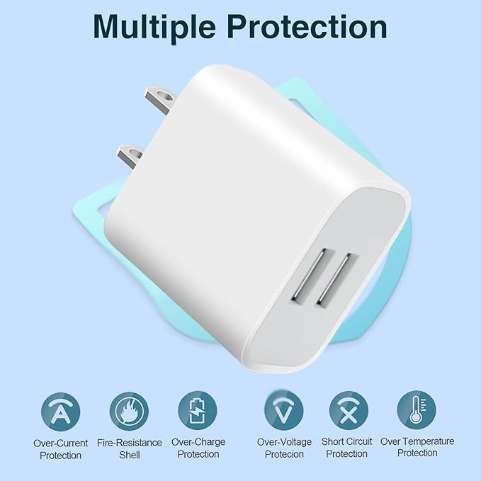USB Wall Charger,5 Pack Dual Port Plug Adapter for Wall Outlet Charging Block,USB Power Adapter for iPhone 14/13/12/11 Pro/Pro Max,XS/XR/X,Galaxy,Pixel, Moto and Android Phones (Off-White)