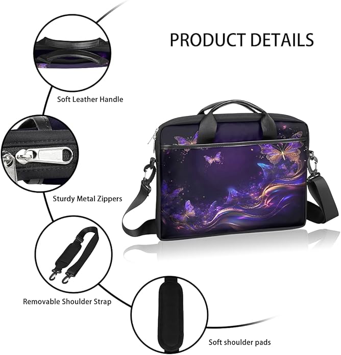 Laptop Shoulder Bag for Women Men, Waterproof Computer Case Messenger Bag Briefcase for Business Office Travel