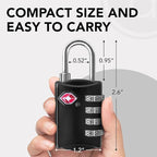 Luggage Locks TSA Approved (1 Pack), 4-Digit TSA Locks for Luggage, Locker, Suitcase, Backpack, School Bag, & Travel Bag - Portable, Rust-Resistant, & Secure Combination Lock, Black