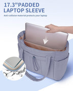 Wandering Nature Puffer Tote Bag with Cup Holder & Laptop Compartment & Trolley Sleeve for Travel, Work, Nurse, Women