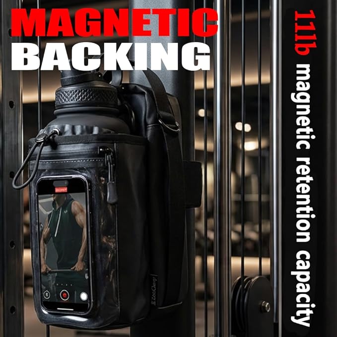 Magnetic Gym Bag Water Bottle Holder Small Gym Bag for Men, Gym Gifts, 11LB Strong Grip Waterproof 900D