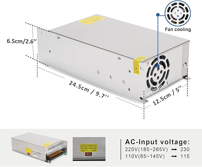12V 100A 1200W DC Switching Power supply Adapter PSU AC-DC 12Volt Industrial Transformer Converter 0-80/50amps LED drive Lamp Meter Semiconductor Motor Pump Winch Stereos Amplifier Fan SMPS 110V/220V