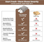 LFH Cotton Rich Shoe Storage Bags with Drawstring, Dustproof Breathable Reusable Organizer, Perfect For Travel, Dorm, Hotel, College, Gym, Easy to Carry, Machine Washable 12"x17" (Pack of 4) - Grey