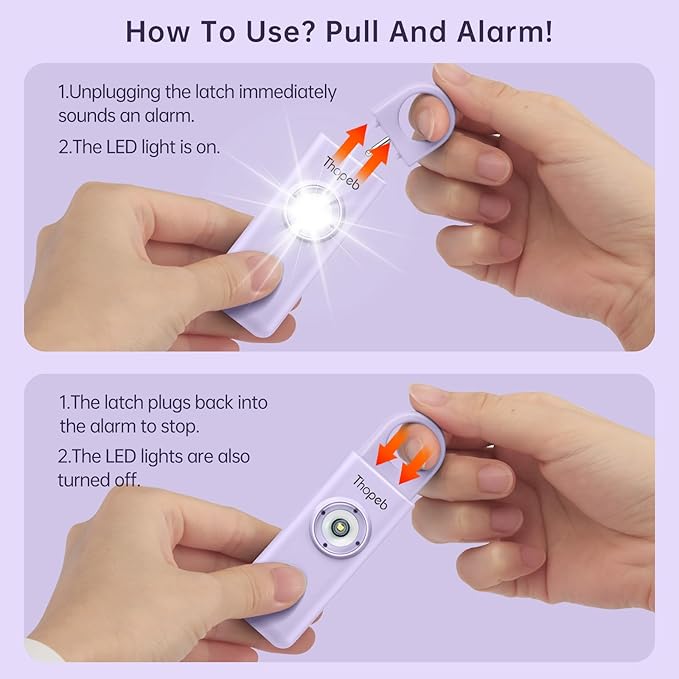 Thopeb–The Original Personal Safety Alarm for Women Self Defense – Elders & Kids Self Defense Keychain Siren – 135dB Loud Siren Bird Sound – Cute Key Chains Protection (Purple)