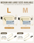 Capolo Fanny Packs for Women Fashion Waist Packs Bag with Adjustable Strap and 4 Zipper Pockets Waterproof Everywhere Crossbody Belt Bag for Workout Running Travelling(Ivory, Large)