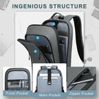 hk Backpack for Men Business Slim Backpack with USB Charger Computer Lightweight Anti-theft Travel (Dark Grey, 17.3 Inch)