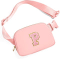 Gitus Customizable Belt Bag Fanny Pack for Girls Age 6-8 & 8-10 with Initial - Trendy Teen Girl Gifts (Light Pink)