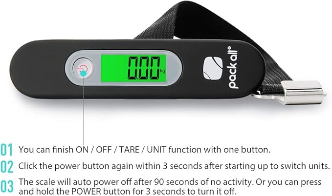 pack all 110 Lbs Luggage Scale, Digital Handheld Luggage Scale, Baggage Scale, Travel Weight Scale for Luggage with Backlit LCD Display, Battery Included, Red