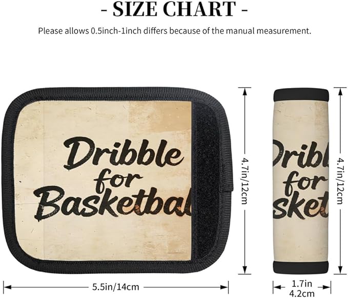 2 Pack Luggage Handle Wrap with Travel Tags - Non-Slip Protective Cover Soft Handle Grips Covers for Suitcase(Vintage Dribble for Basketball)