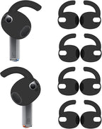 4 Pairs Galaxy Buds3 Ear Hook Cover Grip Tip Anti Slip Wing Accessories Compatible with Samsung Galaxy Buds 3, Black 804b4