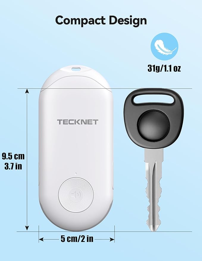 TECKNET Personal Safety Alarm, Rechargeable Personal Alarms for Women, 130dB Extra Loud Siren & Strobe Light Travel Safe Self Defense Alarm, Gift for Women, College Girls, Teenagers, Seniors(White)