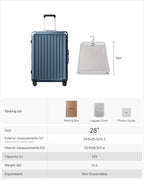 LUGGEX Checked Suitcase with Spinner Wheels, 8010S Aluminum Frame Zipperless Polycarbonate Hard Shell Suitcase (ZX-Core, Blue, 28 Inch)