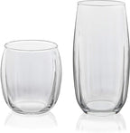Libbey Samba Rocks and Tumbler Glass Cups Set of 16, All Purpose Everyday Drinking Glasses Set, Dishwasher Safe Modern Glassware Set for Events