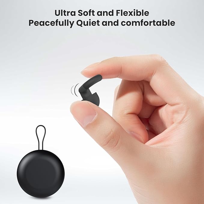 JUSTRVN Ear Plugs for Sleeping, 2 Pairs of Reusable Earplugs for Noise Reduction 25dB-30dB with 8 Ear Tips, Soft Hearing Protection Ear Plugs for Concert,Noise Sensitivity, Study & Work, Black