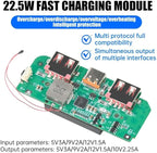 USB 22.5W Fast Charging Step-Down Converter Power Bank Module with PD QC FCP VOOC Protocols Type-C and Dual USB Ports TFT Display Multiple Safety Protection