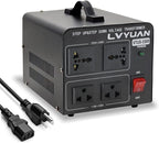 LVYUAN Voltage Converter Transformer 1500 Watt Step Up/Down Convert from 110V-120V to 220V-240Vt and from 220V-240V to 110V-120V with 2 US outlets, 2 Universal outlets, Resettable Circuit Breaker