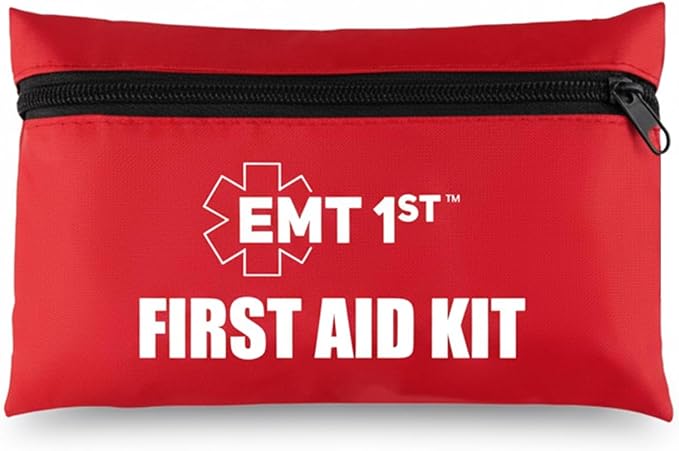 EMT 1st 73 Pcs Emergency Responder Mini First Aid Kit Pouch with 23 Unique Items & Emergency Blanket,First Aid Kit for car, Travel & Home - Emergency Bag for Hiking, Camping, Backpacking and Outdoor