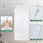 Carbrea 12 Pack Garment Bags for Hanging Clothes - Translucent Dress Bag for Closet Wardrobe Storage Travel - 24" x 57"