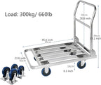 Foldable Push Hand Cart with Hollow Out Platform for Luggage and Moving Transport
