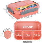 MaMix Bento Box for Kids, Lunch Box Kids, Lunch Containers for Adults,4 Compartment Leak-Proof with Sauce Snack Pot Cutlery (Pink)