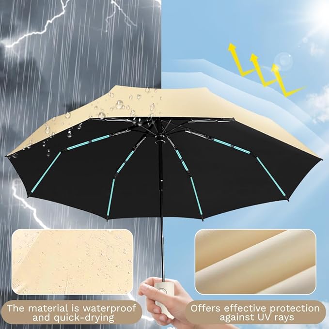 YINBAOGE Compact Travel Umbrella, Automatic Folding Windproof 8 Ribs, Lightweight Small Portable Parasol for Rain & Sun with UV Protection, Fits Car, Backpack, Purse, Men & Women