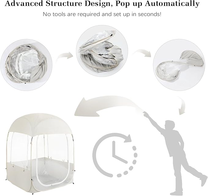 Raynesys Sports Tent, Portable & Foldable Pop Up Tents Shelter with Carry Bag, Instant Weather Proof Clear View Bubble Tent for Fishing, Camping, Watching Sports Events